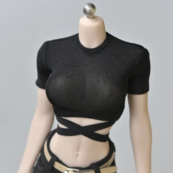 1/6 Ölçekli Siyah Seksi Kısa Bel Kayışı T-shirt Modeli için 12 