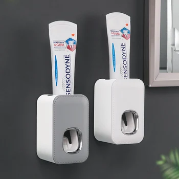 1 adet Banyo Aksesuarları Duvara Monte Otomatik Diş Macunu Sıkacağı Toz geçirmez Uygun Diş Fırçası Tutucu