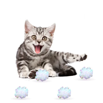 10 Adet Kedi Mylar Buruşuk Topları Kedi Oyuncak İnteraktif Ses Topu Büyük Plastik Topları Buruşuk Crackle Halka Kağıt Yavru Pet Oyun Oyuncaklar
