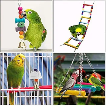 10 Paket Parakeet Kuş Oyuncaklar Kuş Kafesi Aksesuarları Papağan Ahşap Köprü Papağanının Molar Interaktif Oyuncak Pet Malzemeleri Muhabbet Kuşu