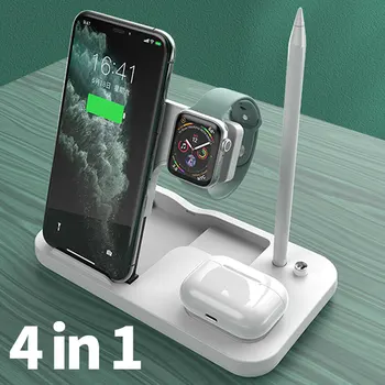 15W Qi Hızlı Kablosuz Şarj Standı iPhone 14 13 12 11 Pro 4 in 1 Katlanabilir Şarj Dock İstasyonu için Apple AirPods Pro