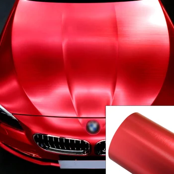 18m X 1.52 CM Mat Kırmızı Renk Metalik Doku DIY Araba Vücut Filmleri vinil Araba Sarma şerit etiket Çıkartması Hava Tahliye Filmi