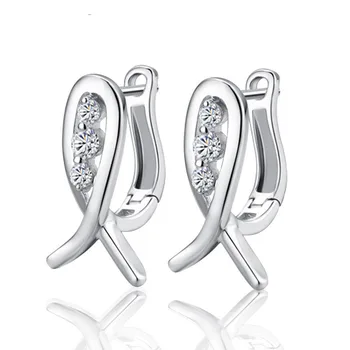 2021 Kore Gülümseyen Balık Tasarım Gümüş Renk Stud Kristal Küpe Çift Kadın Kulak Takı Brincos İçin Lüks Küpe 