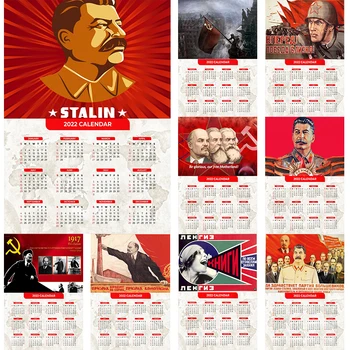 2022 Takvim Portreleri Sovyet Liderleri Lenin ve Marx Vintage Kraft Posteri Duvar Sticker Resim Ev Dekor için Cafe Dekor