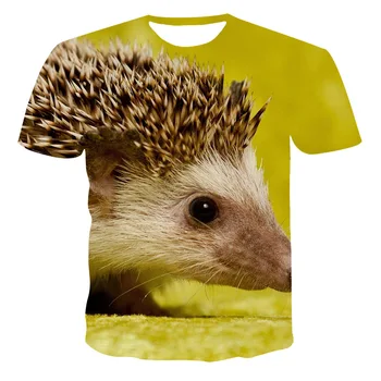 2022 Yazlık t-Shirt Erkek / Kadın 3d T-Shirt Baskı Hayvan Kirpi Kısa Kollu Yaz Üst T-Shirt