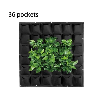 36 Cepler Dikey Duvara monte Dikim Çanta Siyah dokunmamış Kumaşlar Asılı Tencere Sebze Çiçek saksı Bahçe Yard