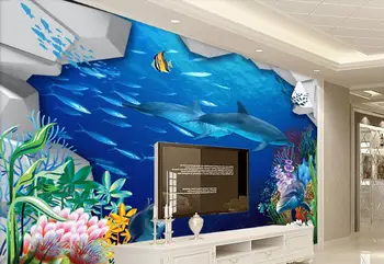 3D duvar kağıdı Herhangi sizeUnderwater Dünya duvar kağıdı tv arka plan fotoğraf duvar kağıdı ev dekor 3d stereoskopik 3d duvar kağıdı