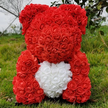 40cm Oyuncak Ayı Gül yapay çiçekler Düğün Aksesuarları için gül Ayı Kadınlar için Sevgililer Düğün noel hediyesi Kılıfı