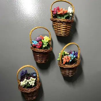 4Pcs/Set Çiçek Sepeti Buzdolabı Mıknatıslar DIY Buzdolabı Manyetik Çıkartmalar İçin Dekore Sepeti Çiçek Ev Dekor Kumaş Gaily 