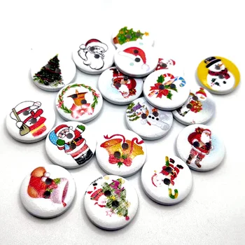 50 ADET 15/18/20mm Noel Ağacı Desen Ahşap Düğmeler Giyim Dikiş Aksesuarları Zanaat DIY Scrapbooking Dekorasyon Malzemeleri