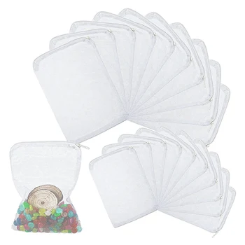 50 ADET Akvaryum Örgü Medya filtre torbaları, Naylon Medya Filtre file fermuarlı çantalar (Partikül Karbon), Biyo Topları