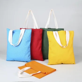 50 Adet / grup Renkli Büyük pamuklu çanta DIY Kanvas Çanta El Taşınabilir Çevre Koruma Çantası Boş Pamuk Paketi 34X42cm