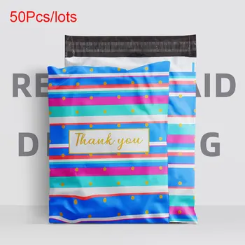 50 Adet Renkli TEŞEKKÜR EDERİM Kurye Çantaları Su Geçirmez PE Giyim Hediyeler Kendinden Mühür Ekspres Posta Çantası Plastik Teslimat Nakliye Çantası