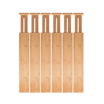 6 Adet çekmece düzenleyiciler Bambu Ayırıcılar Organizasyon Genişletilebilir Organizatörler Mutfak Yatak Odası Banyo Dresser Ofis