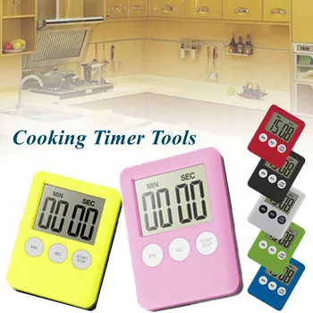 9 Renkler 24 Saat LCD Zamanlayıcı Kare Ev Pişirme Malzemeleri Geri Sayım Pratik Dijital yüksek sesle çalar saat Mutfak Zaman Araçları