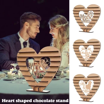 Ahşap Kalp çikolata rafı Parti Dekorasyon İçin Bağlantısız Aşk İçi Boş Süs Ahşap Blok Zanaat Ev Ofis Dekor İçin Rafları