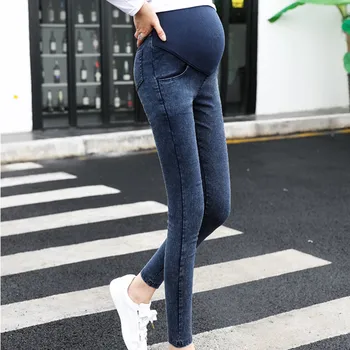 Annelik Gebelik Sıska Pantolon Kot Pantolon Üzerinde Elastik Rahat Cepler ince pantolon kadın moda Rahat moda ince