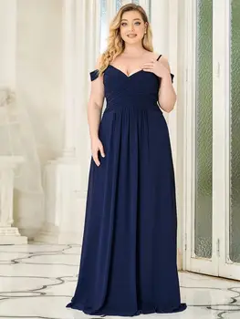 Artı Boyutu Akşam Elbise Şifon Bir Çizgi Derin V Boyun Kat Uzunluk Spagetti Kayışı Hiç Güzel 2023 balo kıyafetleri Vestidos De Gala