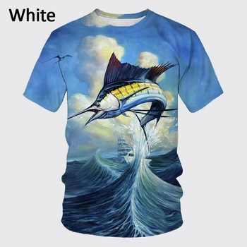 Artı Boyutu Sıcak Balıkçılık Sevgilisi Vahşi Balık 3D baskı kısa kollu t-Shirt T-Shirt Ekip Boyun T-Shirt