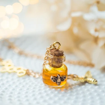 Arı kolye Cadı takı benzersiz takı flakon kolye bal arısı takı kişiselleştirilmiş hediyeler onun için iksir şişesi kolye