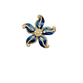 Avrupa ve Amerikan retro yağ damlayan denizyıldızı Broş alaşım elmas kakma İnci Broş el Emaye Pin