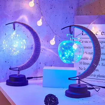 Ay Gece Lambası Rattan Topu LED masa lambası Öğrenci Yurdu Yatak Odası masa okuma lambası Özel Hediye