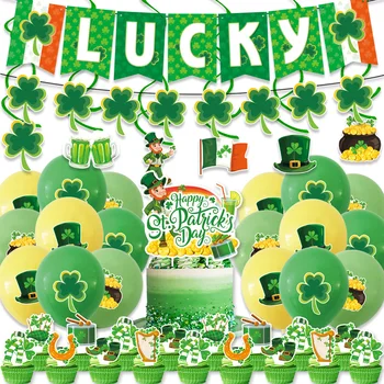 Aziz Patrick Günü Tema Parti Süslemeleri Tek Kullanımlık kağıt bardaklar Tabaklar Payet Peçeteler Yeni İrlanda Parti Malzemeleri