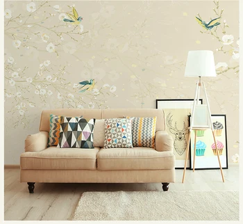 Bacaz Çin Kanepe Yatak Odası arka Plan 3d Çiçek Duvar kağıt Çıkartmalar Sanat Dekor için Çiçek duvar Kağıdı Fotoğraf Duvar resimleri Kuşlar 