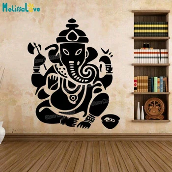 Basit Tasarım Hint Hinduizm Duvar Sticker Ev Dekorasyon Çıkartması Fil Ganesh Budizm Namaste Lotus Om Yoga Tanrı YY829