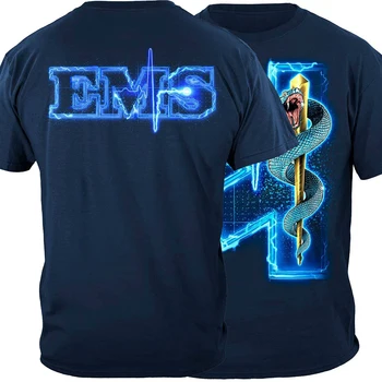 Benzersiz EMS Caduceus Tıbbi Sembol Yıldız Yaşam Rozeti T-Shirt. Yaz Pamuk O-Boyun kısa kollu erkek tişört Yeni S-3XL