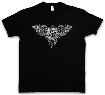 Benzersiz Kurtlar Geri ve Freki İskandinav Rune Vikingler Odin Valhalla T-Shirt. Yaz Pamuk Kısa Kollu O-Boyun Erkek T Shirt Yeni S-3XL