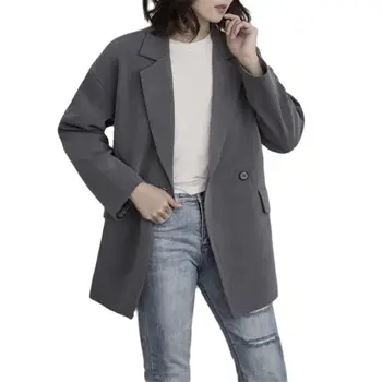 Blazers Kadınlar Minimalist Şık Patchwork İngiliz Çentikli Gevşek Femme Ceket Ulzzang Günlük Zarif Şık Ceket Giyim Palto