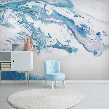Dekoratif Duvar Kağıdı Moda Retro Tarzı Lüks Mavi Bronzlaşmaya Doku TV Arka Plan Duvar