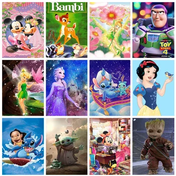 Disney Çizgi Film karakteri Prenses 5D Elmas Boyama Lilo ve Dikiş Mickey Minnie Mouse DIY Oya Elmas Sanat Ev Dekor