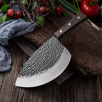 Dövme Balıkçılık Öldürme Bıçağı Cleaver Bıçak Mutfak Et Dilimleme El Yapımı Çelik Şef Sebze Kesme Bıçağı kemiksi saplı bıçak