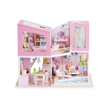 Dıy Bebek Evi İlk Aşk Villa Ahşap Minyatür Dollhouse oyuncak seti Mobilya İle led ışık yetişkin çocuklar için doğum günü hediyesi