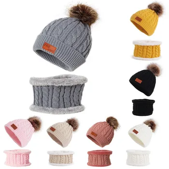 Erkek bebek Kız Şapka Eşarp Seti Sonbahar Kış Yeni Çocuk Yün Şapka Önlük Çocuklar İçin Sıcak Rahat Bebek Şapka Yenidoğan Bebek İçin