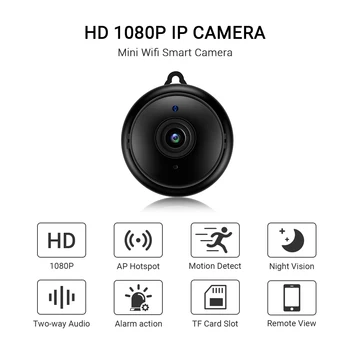 Escam V380 Mini Wifi IP Kamera HD 1080P Kablosuz Kapalı Kamera Gece Görüş İki Yönlü Ses Hareket Algılama bebek monitörü Kamera