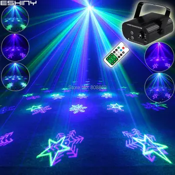 ESHINY Uzaktan G & B Lazer 6 kar tanesi Desenler projektör mavi LED çubuk DJ Dans Noel Disko Ev Partisi sahne etkisi ışık T151D3