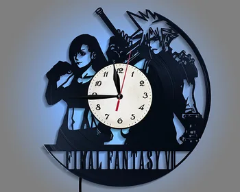 Final Fantasy Vinil Saat Kayıt Duvar Gece Lambası Odası Dekor İçin Retro Duvar Lambası 16 Renk Değişimi Denetleyicisi İle Çocuklar İçin hediye
