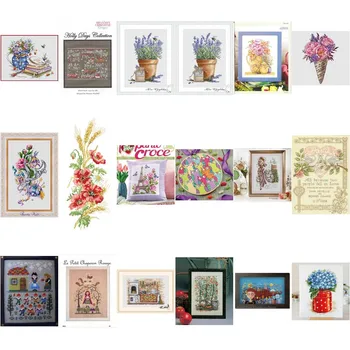 Güzel Lavanta çiçekleri Çapraz Dikiş Nakış seti Elektronik çizim Çapraz Dikiş İğne PDF E-posta ile 