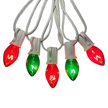 HMTX C7 ticari kırmızı ve yeşil noel ışıkları-noel ağacı lambası, dayanıklı dış mekan dekoratif ışıklar, parlak noel ışık