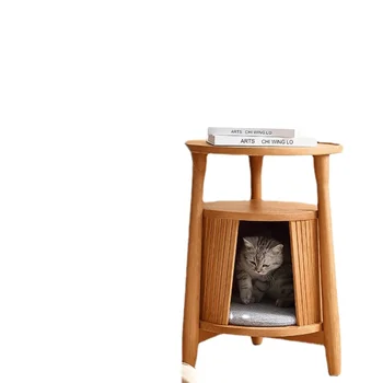 Iskandinav katı ahşap Sehpa Japon Kanepe Küçük Masa Pet Köşe Masa Kiraz Ağacı Düşük Masa Günlük Kedi Yuva
