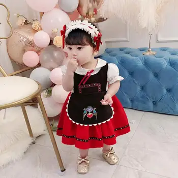 Ispanyol Lolita prenses elbise bebek kız giysileri nakış baskı Tatlı sevimli elbise kızlar için doğum günü partisi elbisesi vestidos Y3084