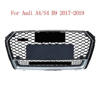 Için RS4 (Quattro) Stil Ön Spor altıgen ağ Petek İzgara Krom Parlak Siyah Audi A4/S4 B9 2017 2018 2019