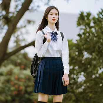 Japon Jk Üniforma Etek Koleji Pileli Elbise Korse Seksi Kız Donanma Kadınlar Düğme Elastik Fermuar Mezuniyet Sezon Giysileri