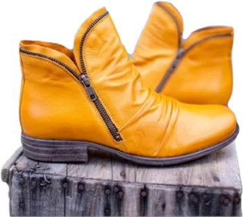 Kadın Botları 2020 Deri yarım çizmeler düz ayakkabı Sonbahar Kış Kar Botları Platformu Fermuar serseri Çizmeler Bayan ayakkabıları Botas Mujer896