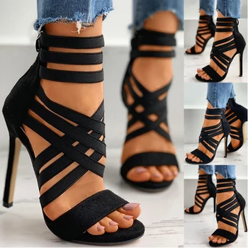 Kadın Pompaları yüksek topuklu ayakkabı Kadın Sandalet 2023 Fermuar Yeni Moda Yaz Yüksek Topuklu Seksi Bayanlar Peep Toe Ayakkabı Kadın Pompaları