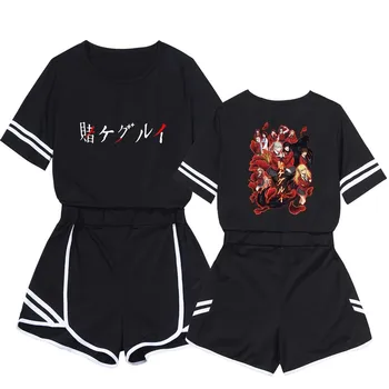 Kakegurui Kısa Elbise Cosplay Jabami Yumeko Anime 2 Parça Kıyafetler Kadın Streetwear Spor Japon Kırpma üst Set Yaz
