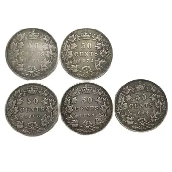 Kanada 50 Sent 1870-1894 Gümüş Kaplama Kopya Paraları Koleksiyon Zanaat Madalya Sikke Masaüstü Süs Yılbaşı Hediyeleri
